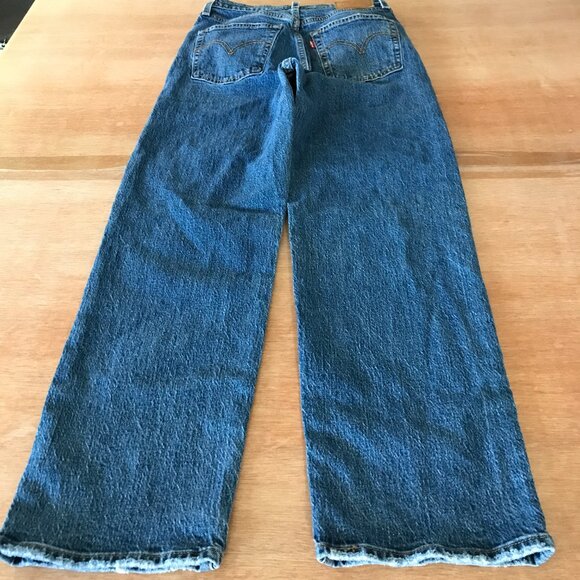 Levi's Ribcage Straight Ankle Jeans Women 27 Blue Button Fly Medium Wash Stretch - Picture 2 of 15